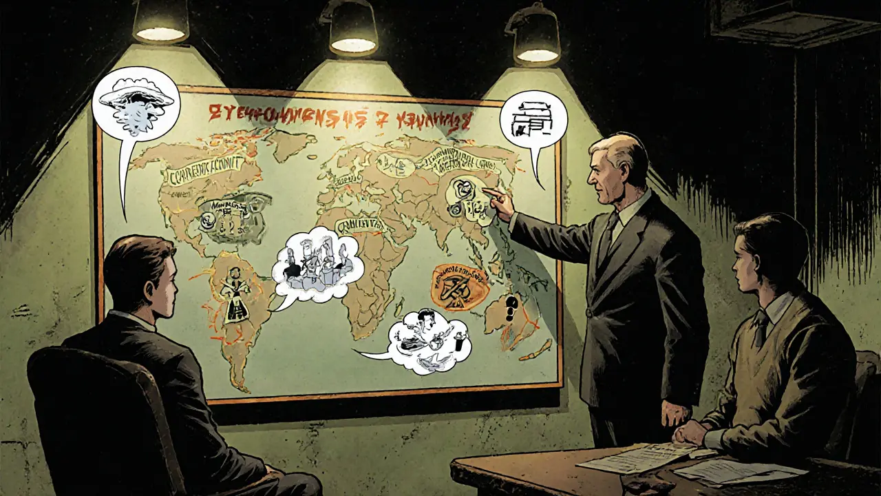 Terapeut ukazuje na mapu s pěti oblastmi během anamnestického rozhovoru.