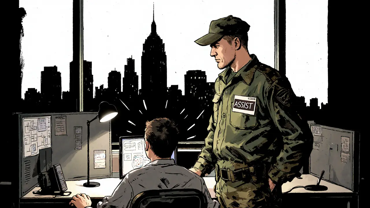 Asistent pomáhá klientovi v upraveném pracovním prostředí.