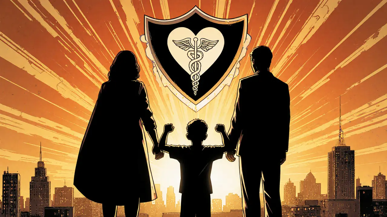 Rodina, učitel a terapeut společně stojí, připraveni pomoci dítěti.