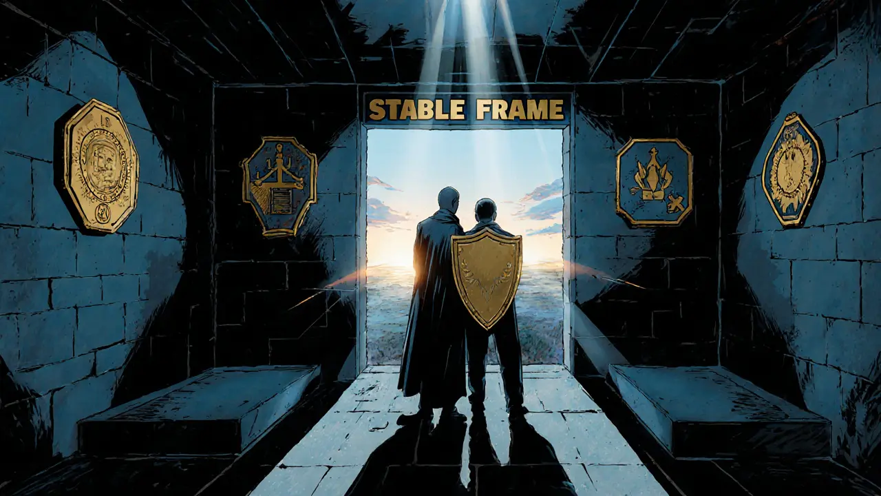 Terapeut a pacient stojí ve zajištěném bunkru jako spojený tým.