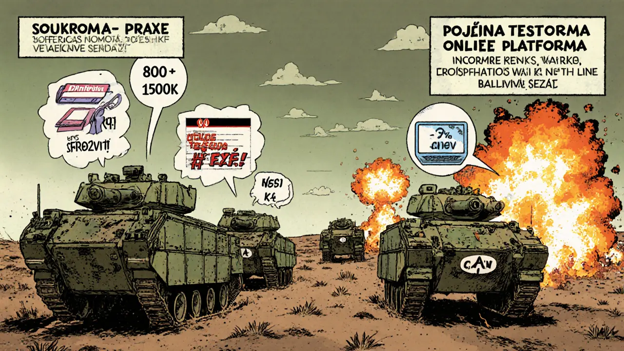 Bitevní scéna zobrazující čtyři typy cenových modelů terapie.