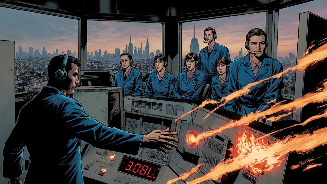 Operátor v krizovém centru s headsetem připraven pomoci volajícímu.