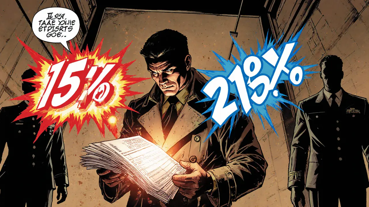 HR manažer kontroluje faktury, kolem nich jsou červené a modré výbuchy.