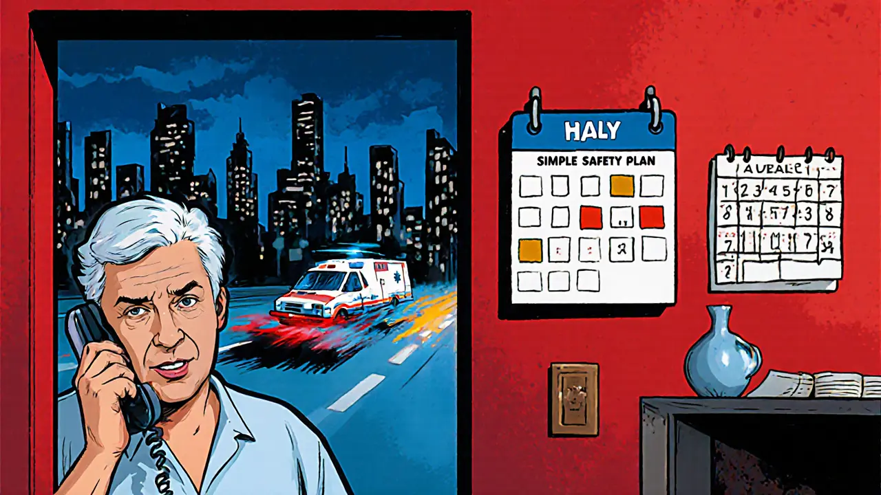 Volání záchranných složek a bezpečnostní plán po krizovém hovoru.