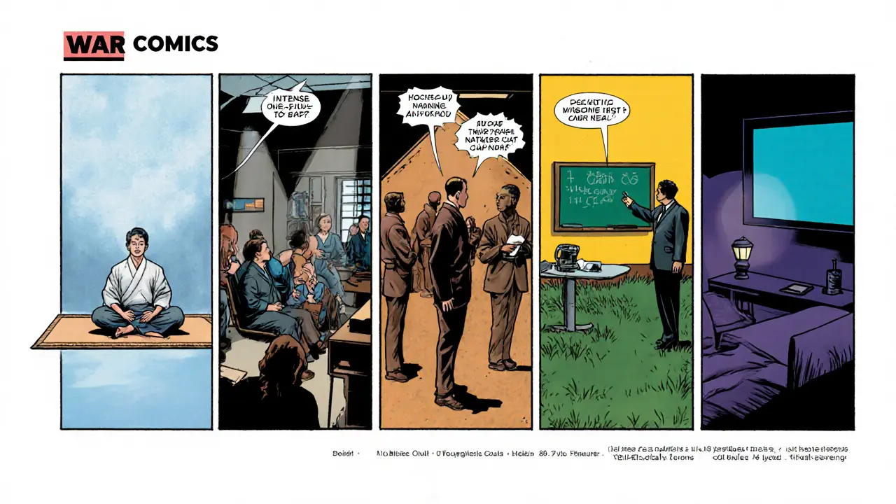 Rozvrh dne pacienta: meditace, terapie, workshop, sport a rodinná sezení.