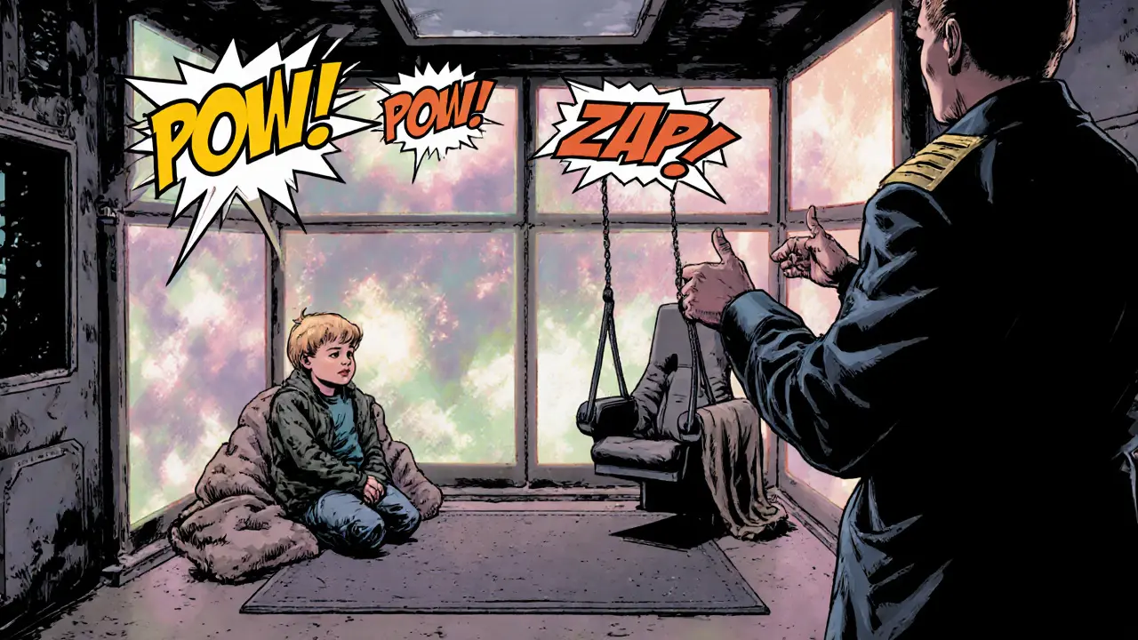 Terapeut v senzitivním prostoru s vibrační podložkou, deku a houpací židlí.