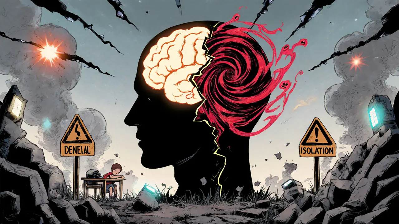 Mozek rozdělený na tři části s emocemi jako bojištěm.