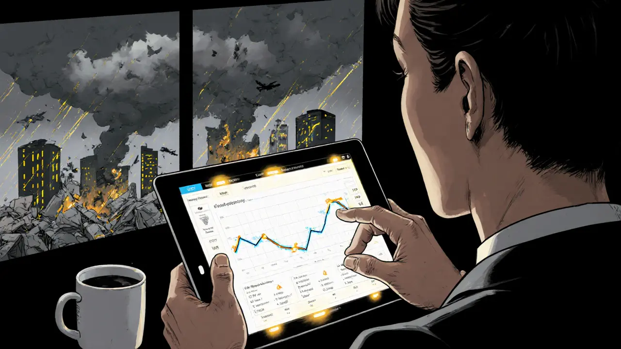 Terapeut sleduje upozornění na tabletu, zatímco klient skrývá vnitřní boj.