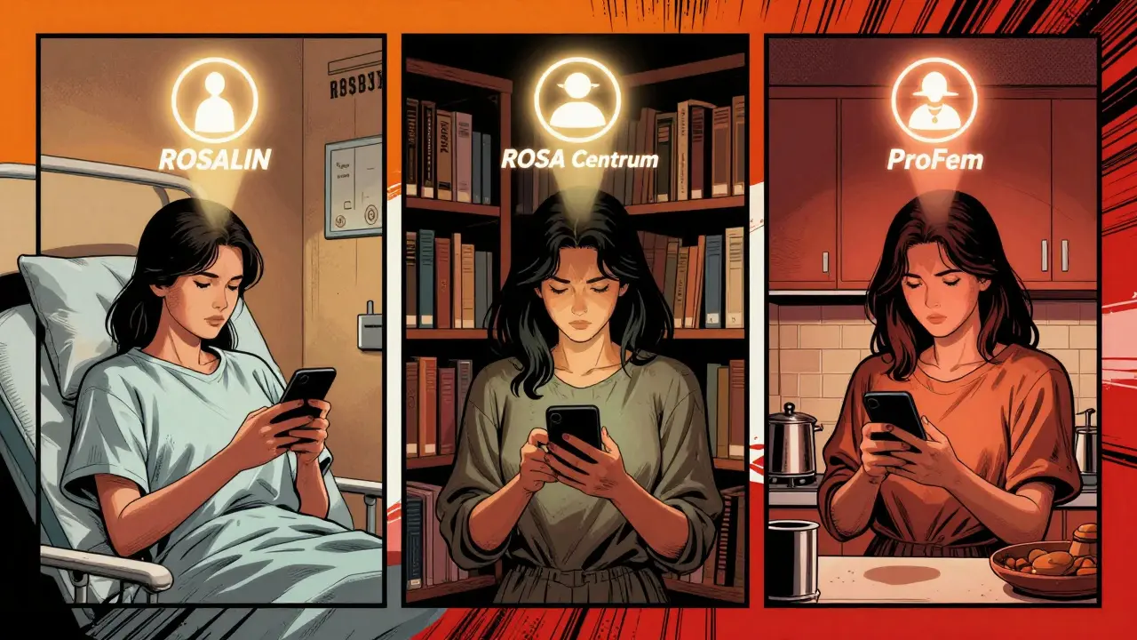 Tři ženy v různých místech tajně kontaktují pomoc pro domácí násilí.