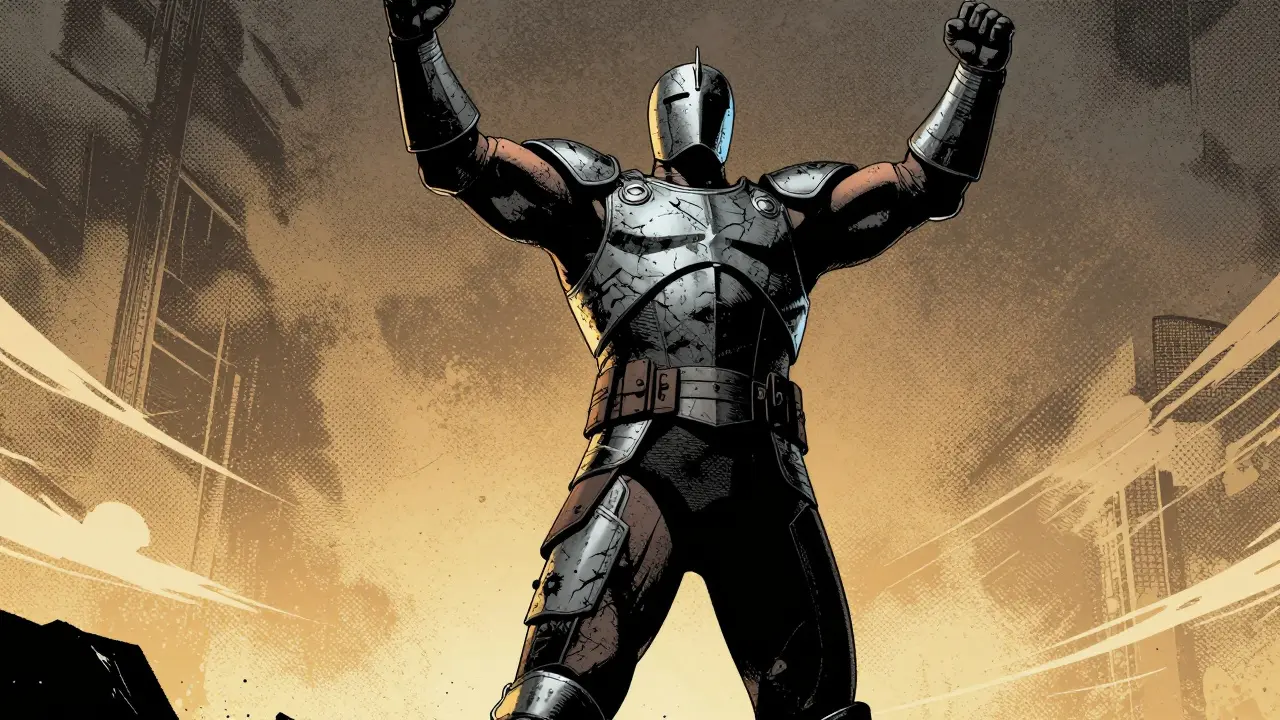 Důvěřivá osoba stojící vítězoslavně po terapeutickém procesu