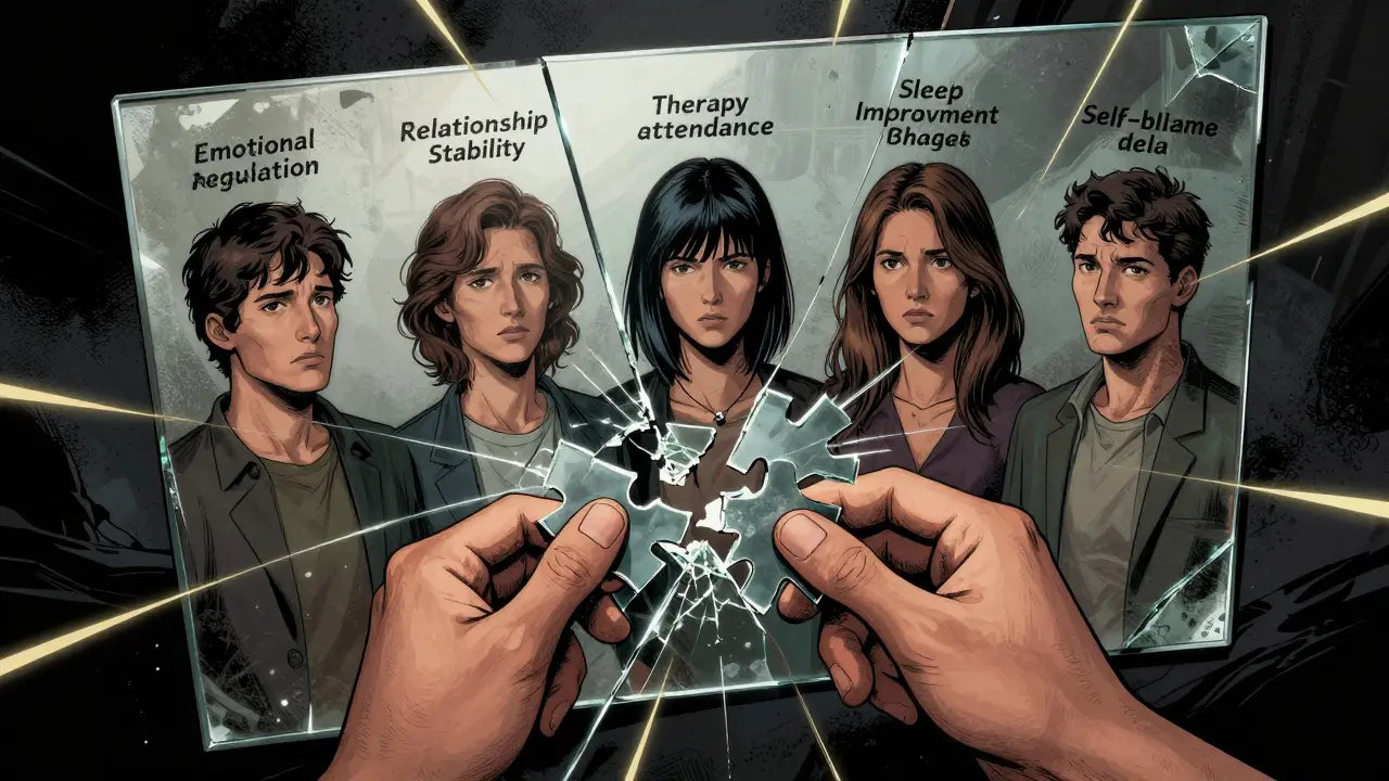 Rozbité zrcadlo zobrazuje pět aspektů změny, které jsou postupně opravovány.