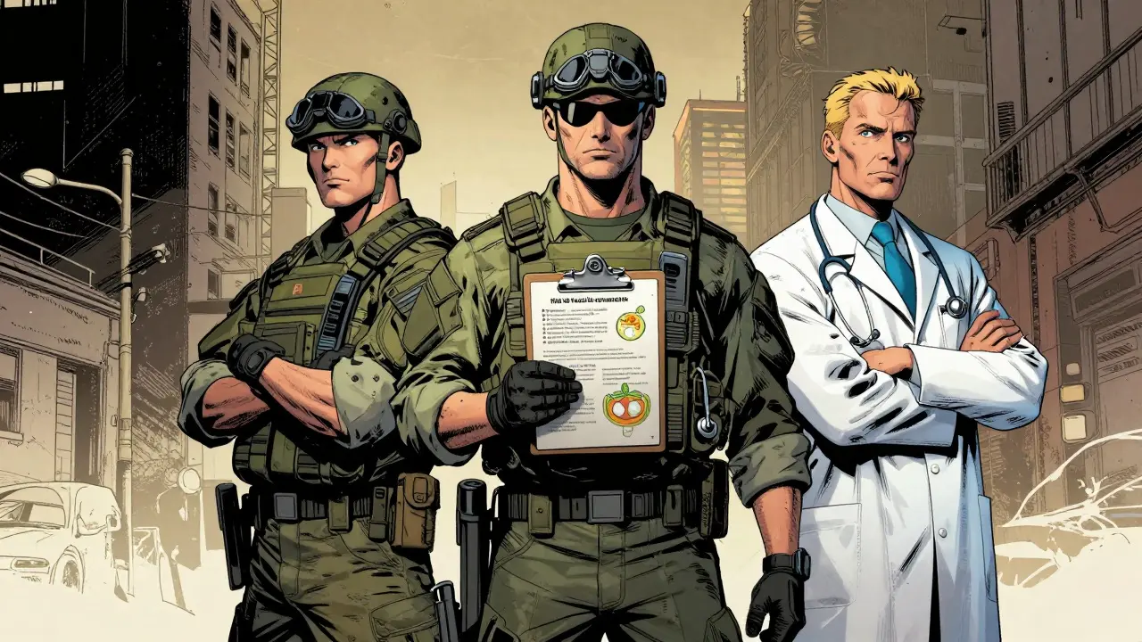 Tým odborníků jako taktická jednotka poskytující komplexní péči v komiksovém stylu.