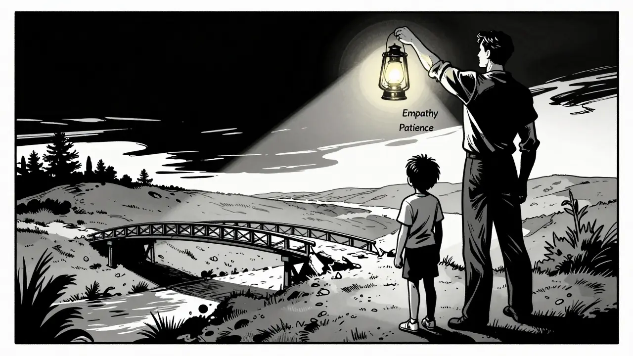 Rodič a dítě staví most empatické komunikace