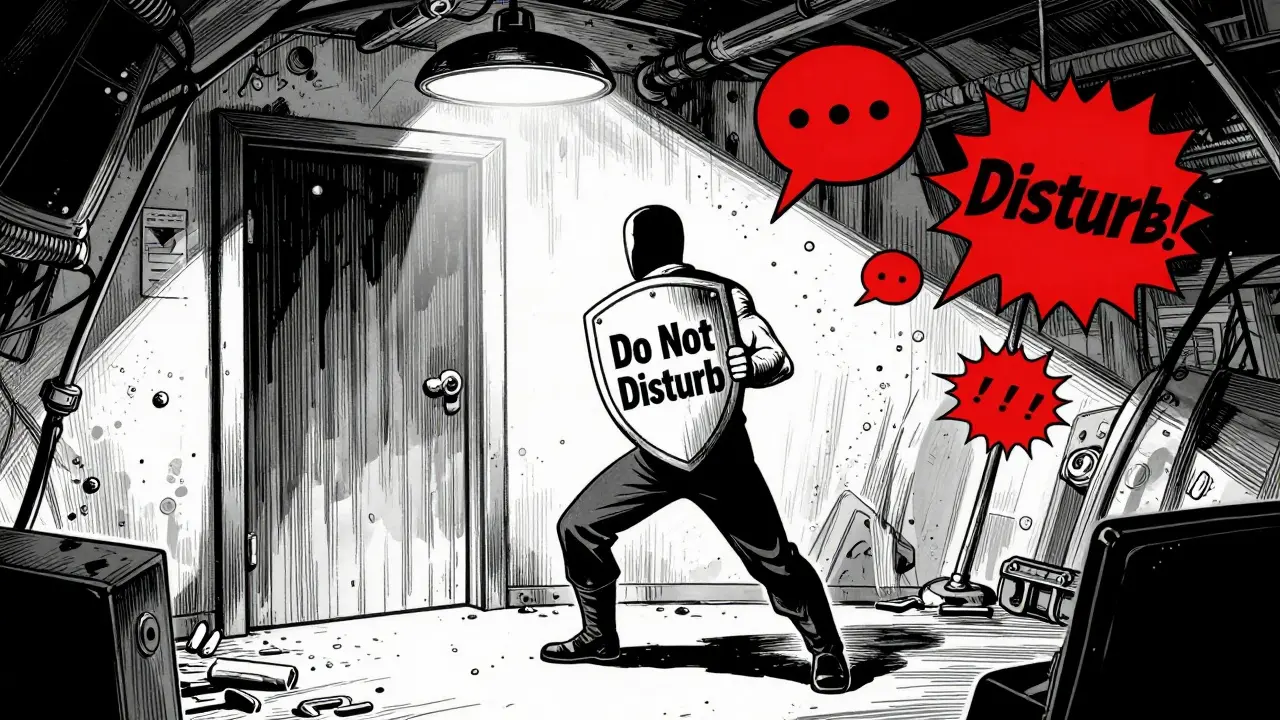 Ochrana soukromí a ticha před rušivými notifikacemi v komiksovém stylu